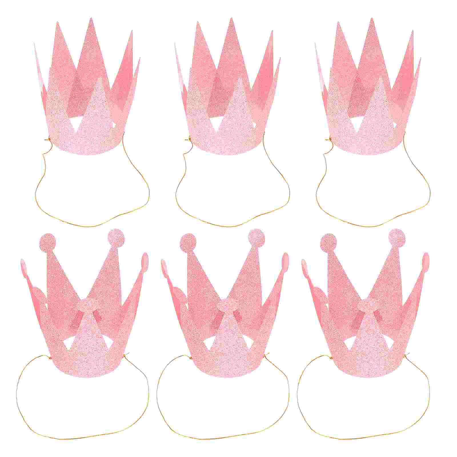 6Pcs Birthday Crown Hats Delicate Glitter Chic Exquisite Crown Shape Hats Party Hats for Gathering Birthday