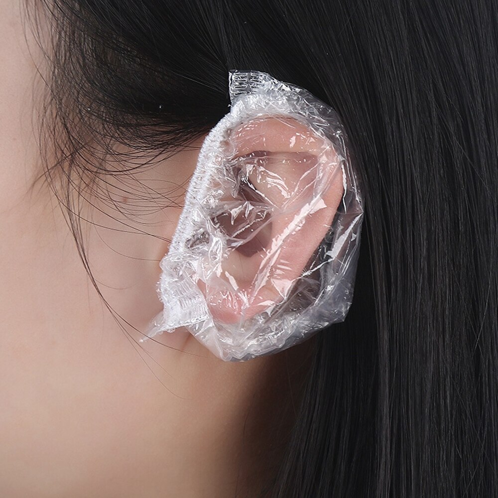 ​100pcs Disposable Waterproof Ear Cover Dyeing Hair One-Off Ear Cover Waterproof Ear Cover Shower Ear Cover Earmuffs