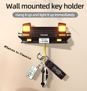 Colgador de llaves de coche, llavero Retro de dibujos animados, arte de pared, llavero de luz de coche, accesorios de decoración de habitación, uso de dispositivos creativos, gancho para el hogar