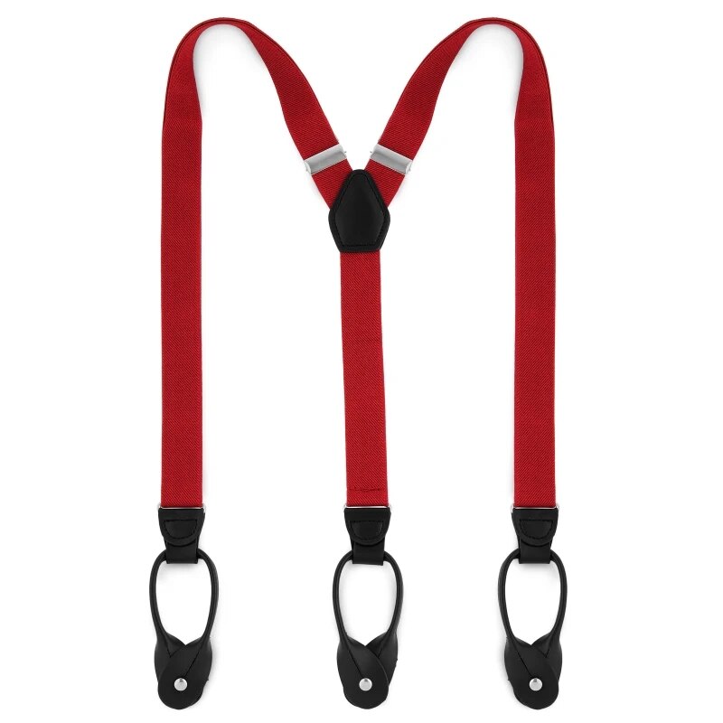 Slimmade 2.5cm kalsonger knappklämmor hängslen casual remmar y-rygg form herrbyxor suspensorio: Röd