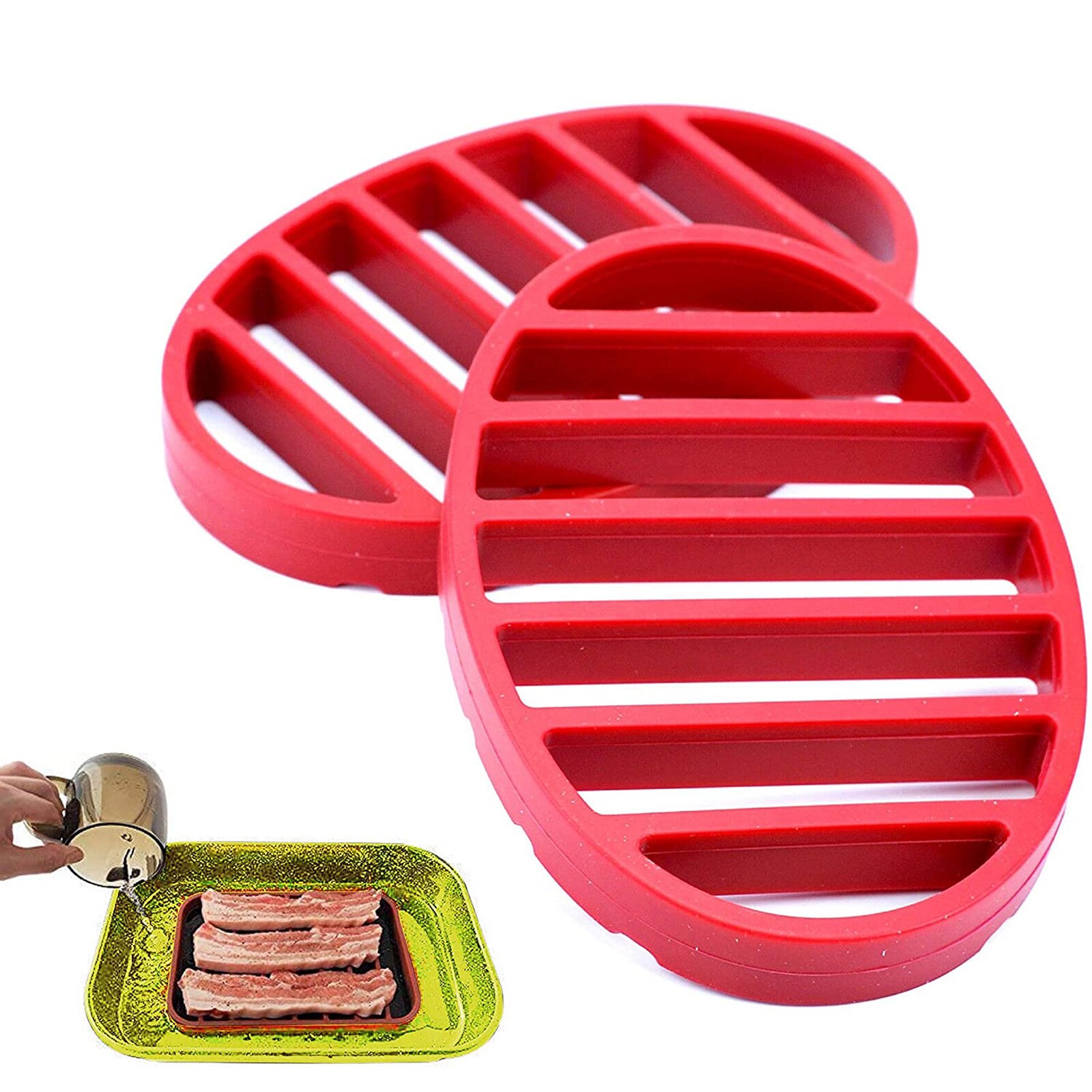 Grille de Barbecue en Silicone, pour la cuisson des aliments, antiadhésif, ovale rouge, réutilisable, outils de cuisson