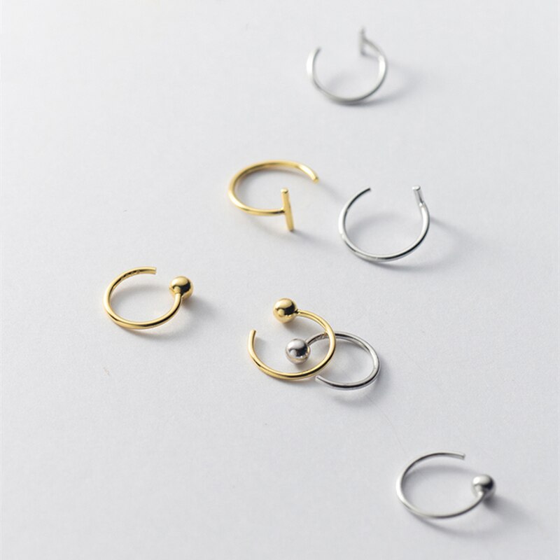 Lavifam 1 pair 925 sterling silver splitter geometric smooth thin hoop earrings for women small open huggies hoops ear piercing earrings