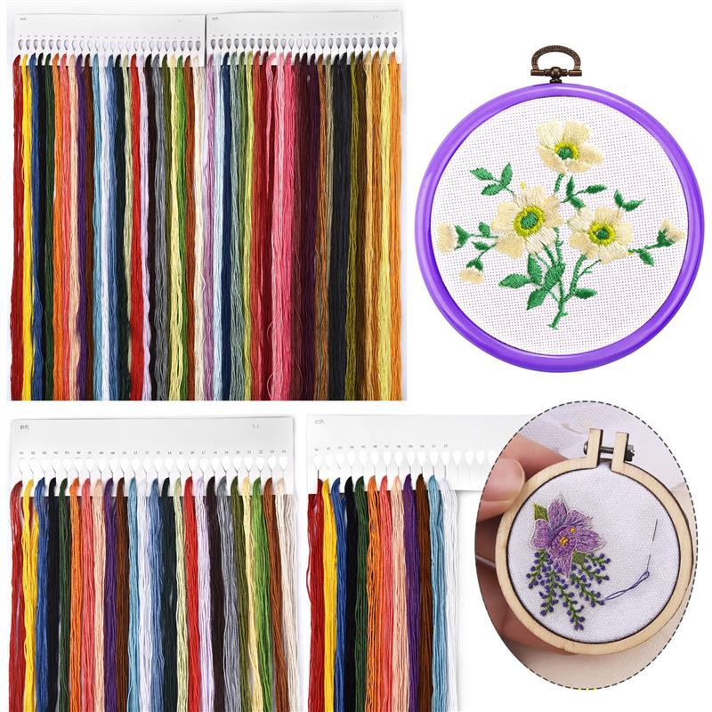 12/24/48pcs Embroidery Thread Gradient Colors Floss Cross Stitch Kit Rainbow Embroidery DIY Threads Crafts Cotton Sewing Skein