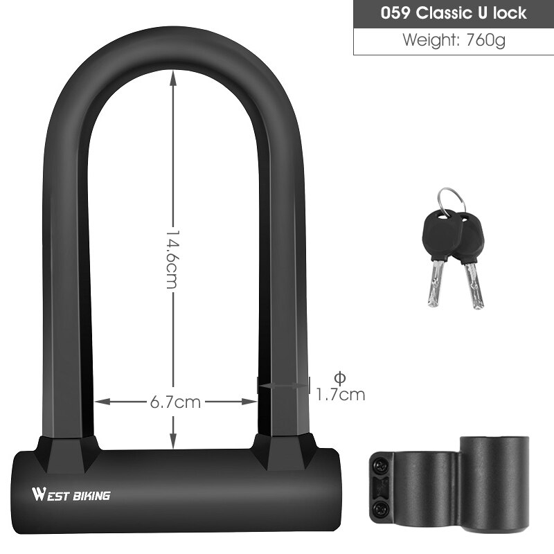 Bicycle U Lock Anti-theft Steel Safety Motorcycle Scooter Cycling Lock MTB Road Bike Wheel Lock 2 Keys Bike Lock Heavy Duty: 059 Enhanced Type