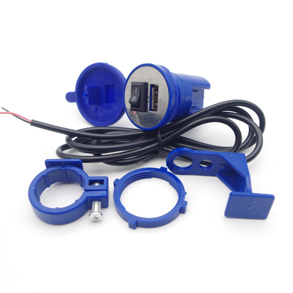 Utilizado para adaptador de Cable conector rápido motocicleta USB grados rotación soporte de montaje teléfono: Azul