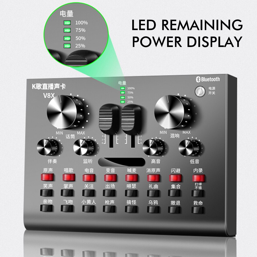 V8x External Bluetooth USB Headset Microphone Webcast Live Sound Card Streamer Live Broadcast Audio Card for Phone Computer PC