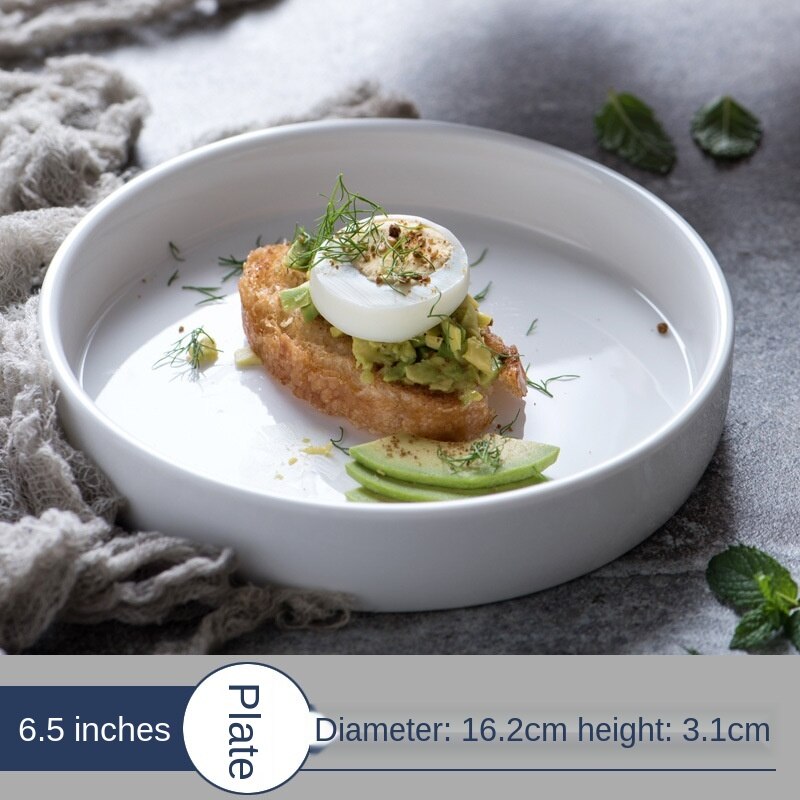 8inches European-style white ceramic tableware, western dishes, breakfast dishes, baking cake dishes ceramic dishes: 16cm