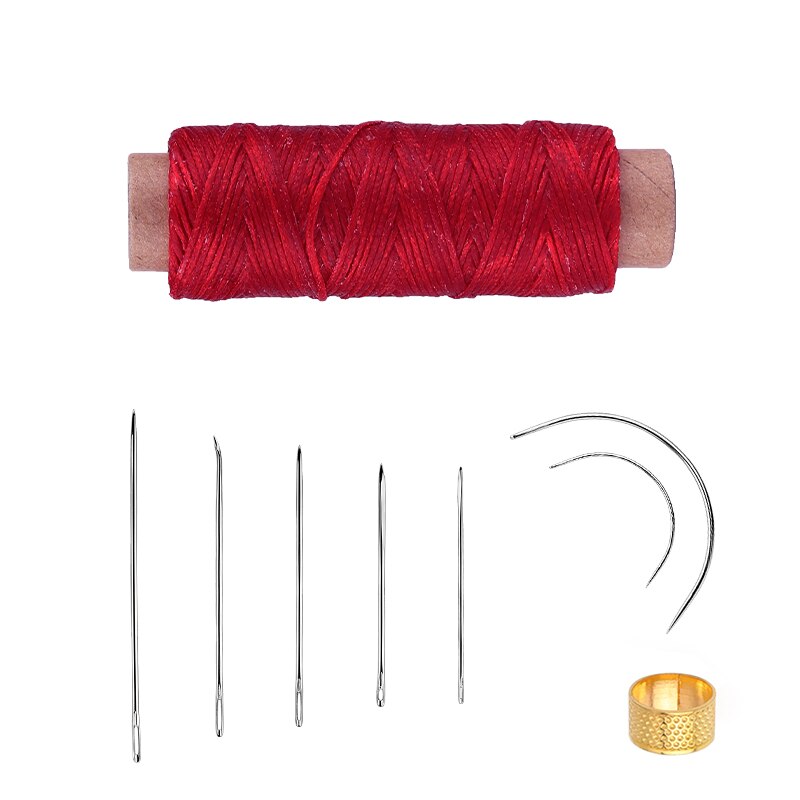 9 PCS Leather Sewing Kit With Multiple Colour Waxed Thread Golden Thimble And Leather Stitching Needles For DIY Leather Craft: Type4