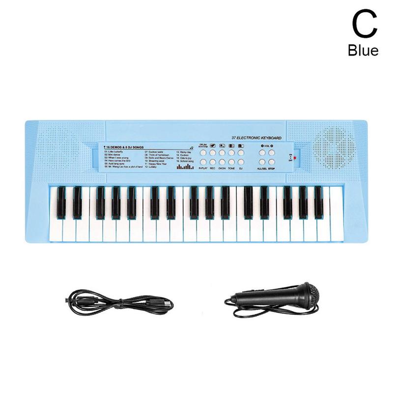 37 S Elektronische Board Piano Kinderen Orgel Met Digitale Board S Muziek Muzikale Verlichting Microfoon K6w7: Blue