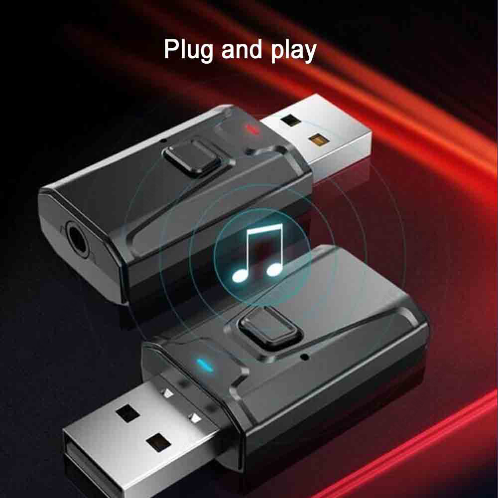 Usb bluetooth-kompatibel 5.0 adapter sender/mottaker lyddongle trådløs usb 3.5mm adapter for datamaskin pc bærbar pc