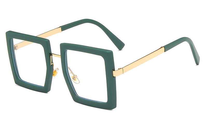 Oversized Square Transparent Frame Glasses Women Metal Optical Computer Female Eyeglasses Clear Lens Eyewear: Green Gray