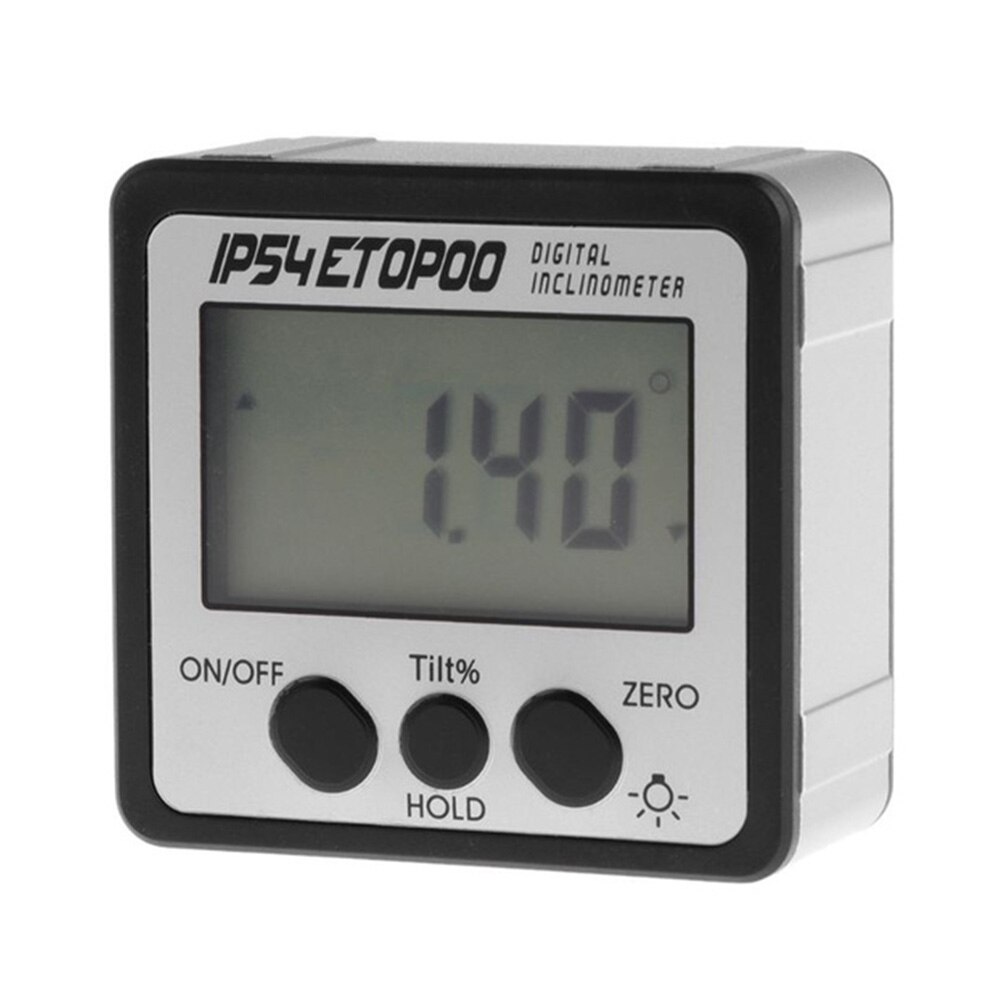 Mini Electronic Protractor Magnetic Base Angle Gaug Waterproof Digital Inclinometer Woodwork Data Hold Zero-setting LCD Screen
