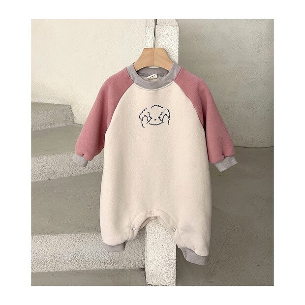 2022 , farblich abgestimmter herbst-Winter-Gesamt mit warmem tragegefühl für jungen und mädchen, mit verdeckten knöpfen und niedlichem Karikatur-aufbringen.: Rosa / 6m 66cm