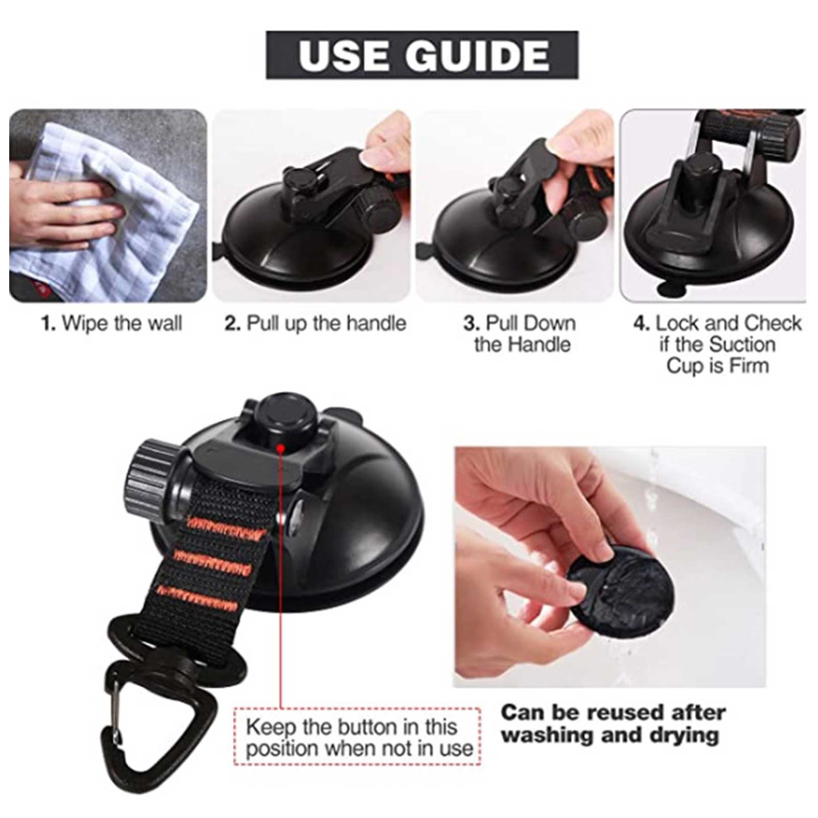 Anclaje con ventosa para exteriores, gancho de seguridad para atar, lona de Camping como toldo lateral del coche, lonas de piscina, accesorio para carpas de coche al aire libre