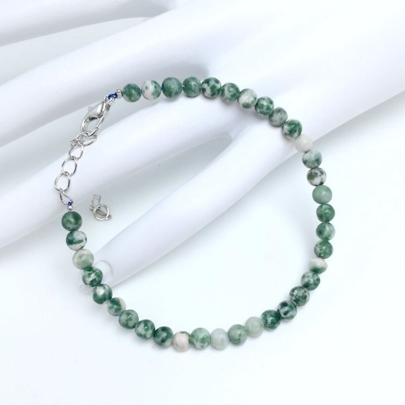 Pulsera de energía de cuentas de Chakra para mujeres y hombres, brazaletes de sodalita blanca turquesa, piedra de ágatas redondas naturales, joyería de Yoga hecha a mano, 4mm: Verde Dragonly