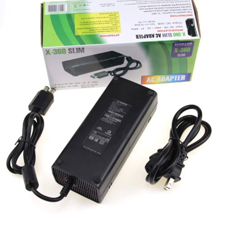 Us plug ac adapter strömförsörjning laddare kabel sladd tegel för xbox 360 slim xbox 360 slim ac adapter konsol med eu kontakt optiona