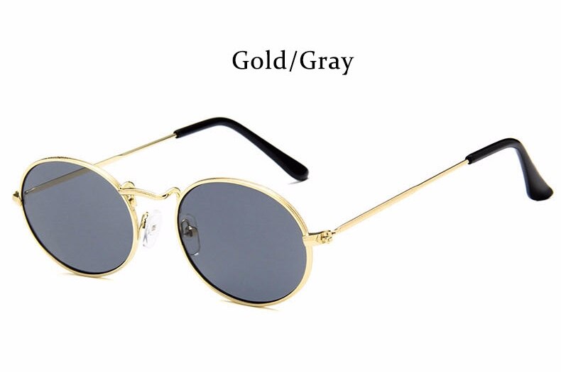 Leonlion Vrouwen Zonnebril Retro Metalen Ovale Zonnebril Mannen Zonnebril Vintage Vrouwelijke Shades: Gold Gray