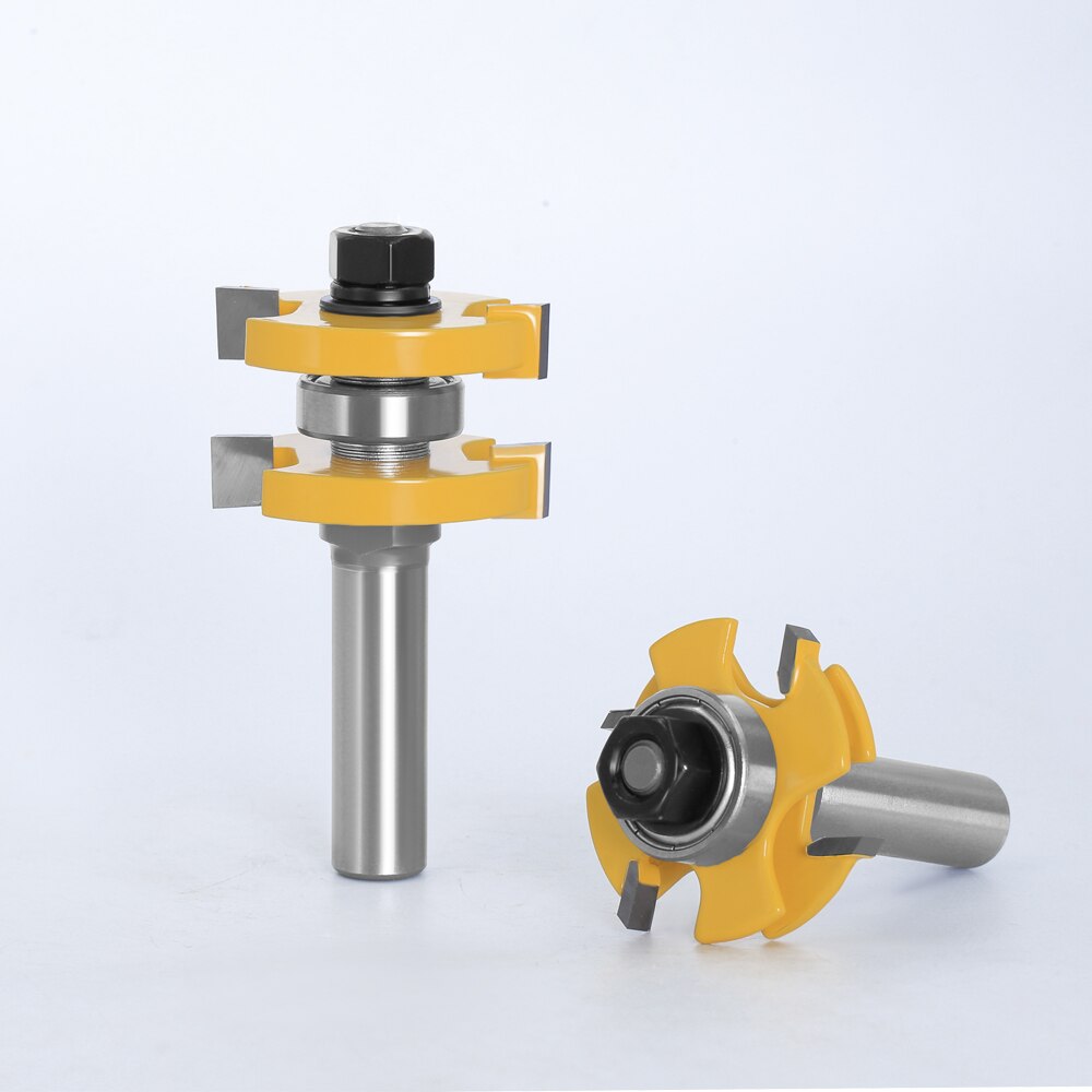 2 stk sett 12mm 1/2 &quot; skaft tappkutter gulv trebit t type justerbart spor &amp; freser med fres til trebearbeiding