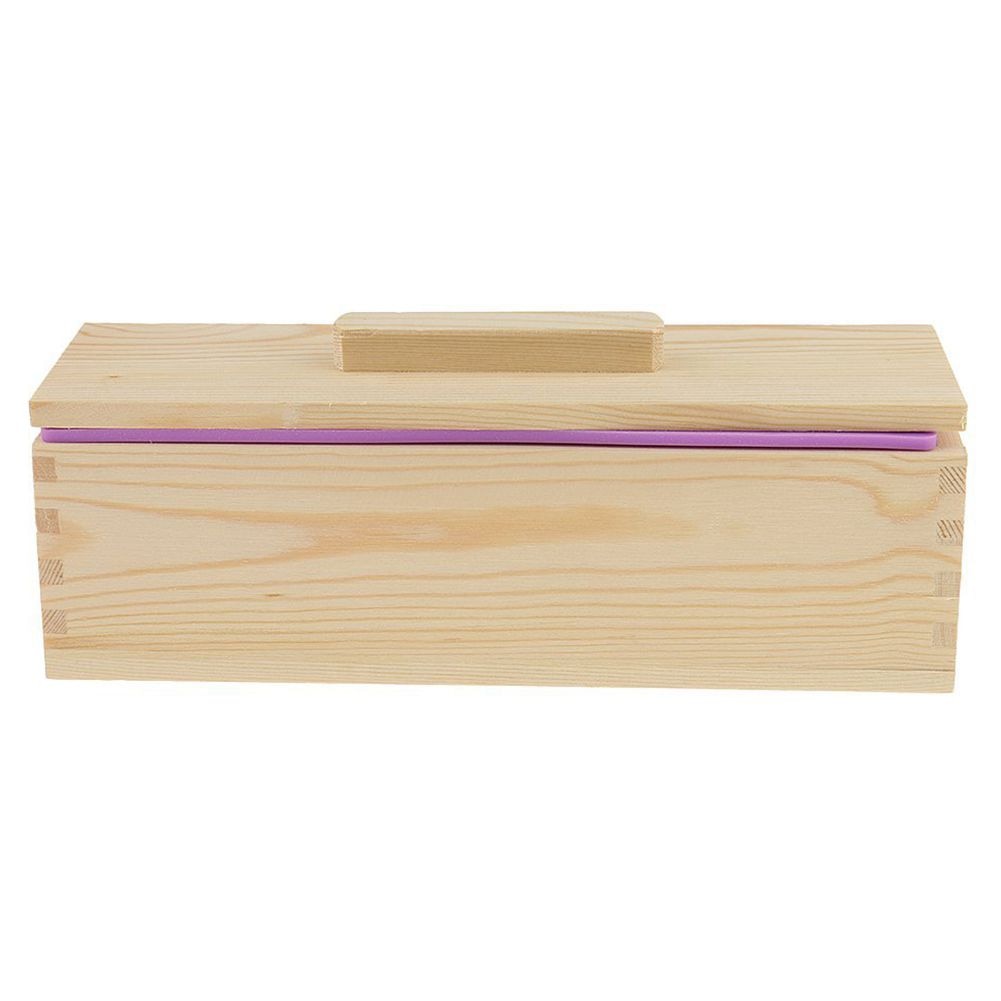 Diy sabão artesanal molde de silicone-molde de sabão retangular com caixa de madeira e tampa de madeira-roxo + madeira, 900ml
