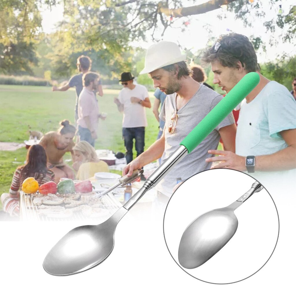 Divertida cuchara extensión larga extensible telescópico Freeloader broma tramposa BBQ herramienta