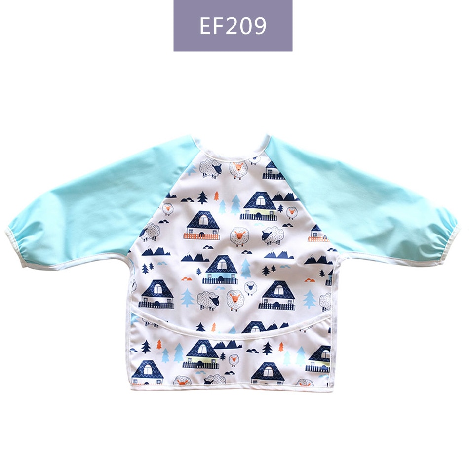 Elinfant babero de manga larga Baberos impermeables para bebés y niños pequeños con bolsillo peso ligero babero lavable biberones de alimentación de un tamaño: EF209
