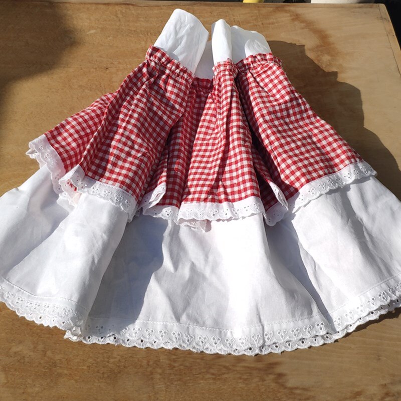 Rød rutete mønster skap kort gardin. gardiner i bomull i dobbeltlag. dekorativ halvgardin. dørgardin.