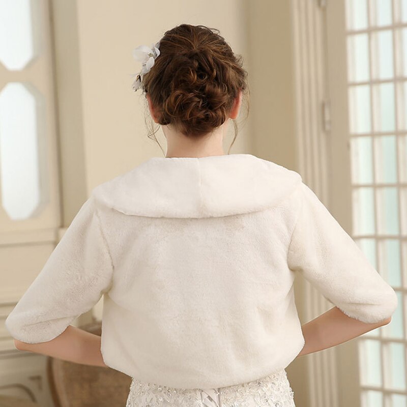 Chal de piel sintética para boda, vestido Formal, Cheongsam, prendas de vestir exteriores casadas, capa de novia, chaqueta blanca para Otoño e Invierno