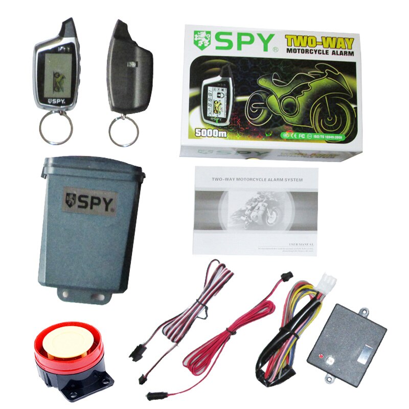 SPY anti-hijacking LCD two way motorcycle alarm system with microwave sensor for DC motorcycle