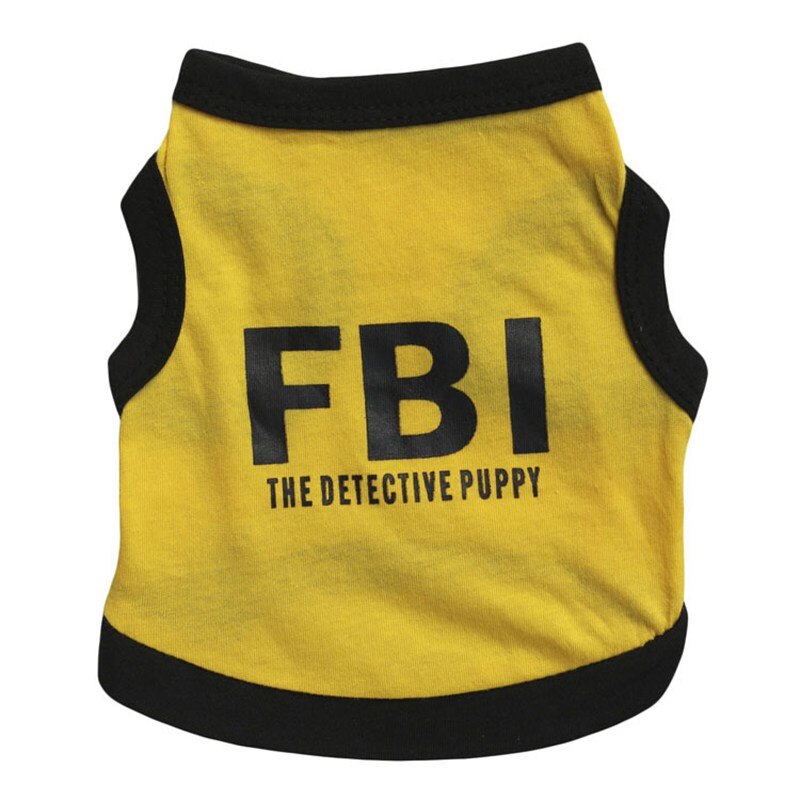 100% Cotton FBI Costume Yorkshire Terrier Clothes T Shirt For Dogs Small Dog Clothes Summer Ropa Para Pug Koszulka Dla Psa