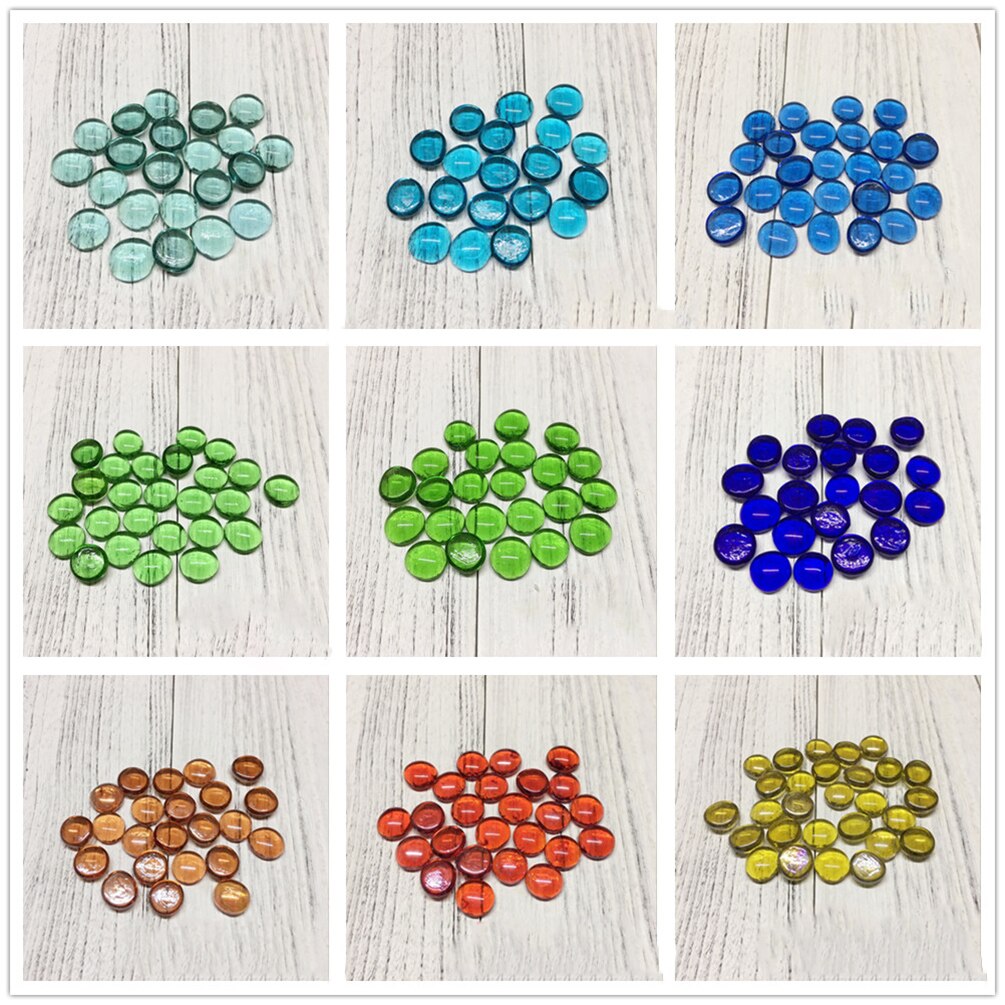 100g Clear Glass Mosaic Tiles Round Flat Beads for Arts Craft Decorative Glass Stones for Mosaic Making
