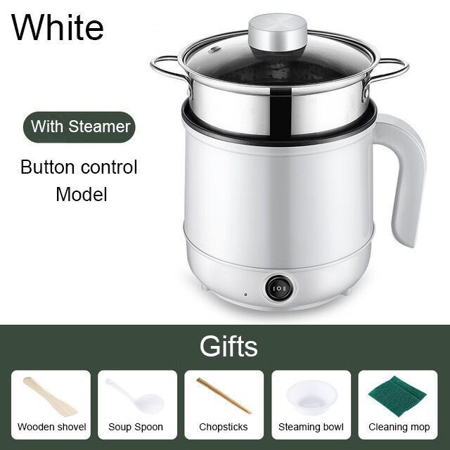 Household MultiCooker Electric Skillet Stainless Steel Rice Cooker Hotpot Noodles Soup Pot Eggs Food Steamer Heating Pan: 4 / US