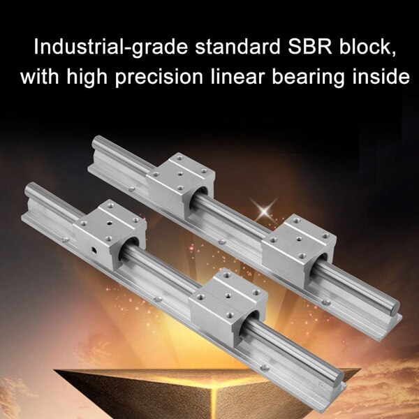 Lineære skinner og lejer ,2 stk. lineær styreskinne 300mm +4 stk. lineært leje 12mm glideblokke sbr 12uu