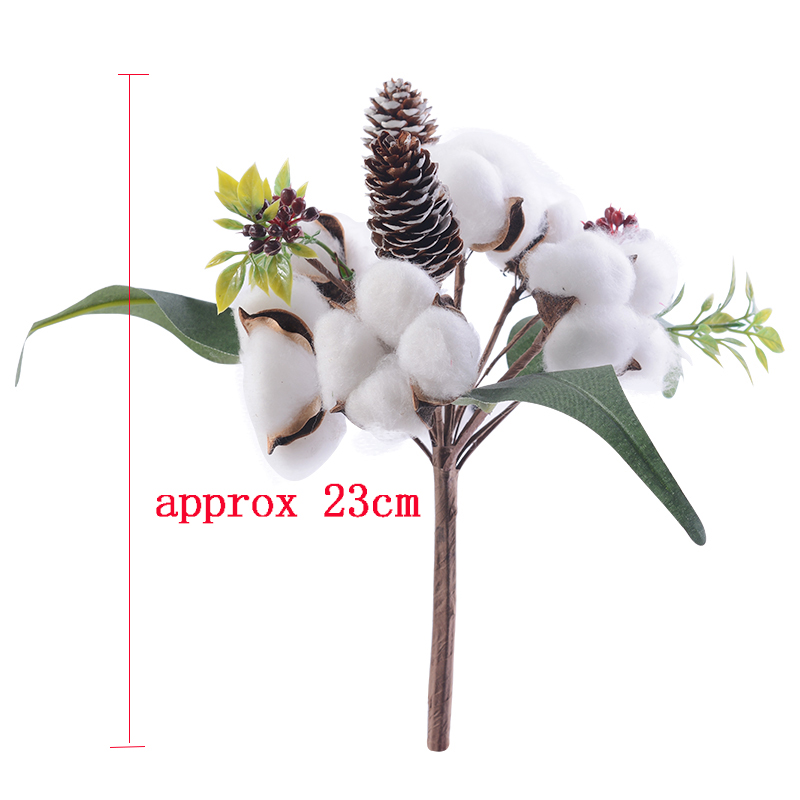 Branche de fleur artificielle en coton naturel, 1 pièce, pour décoration de mariage, noël, couronne faite à la main, fleur de Kapok, fournitures de décoration pour la maison: StyleE