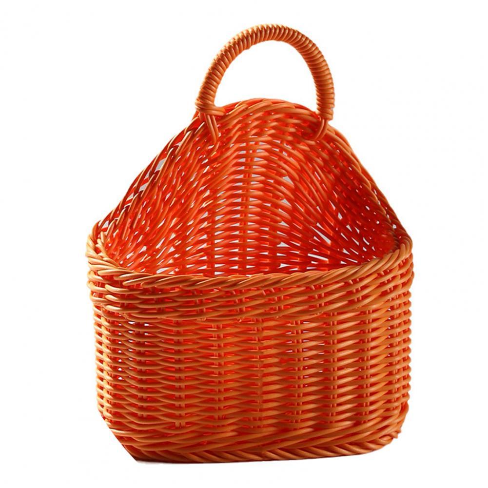 Panier de rangement en rotin multicolore, joli panier de rangement en osier, avec poignée, durable: Orange