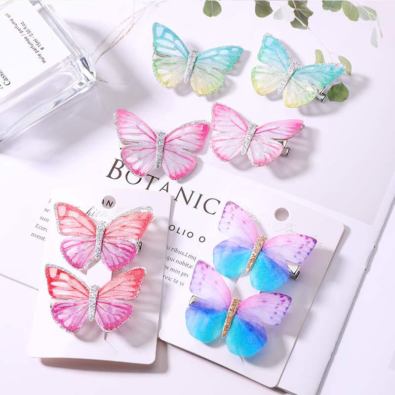2 Stks/sets Baby Kinderen Meisjes Haar Pin 9 Kleuren Sweet Candy Kleur Vlinder Grips Mode Accessoires Haarspeld O