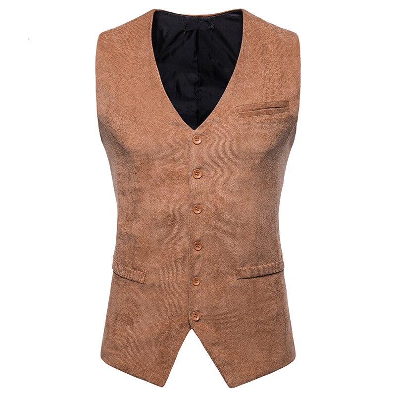 Corduroy pak vest heren herfst mouwloos vest heren slim fit zakelijk bruiloft smoking vest voor heren xxl