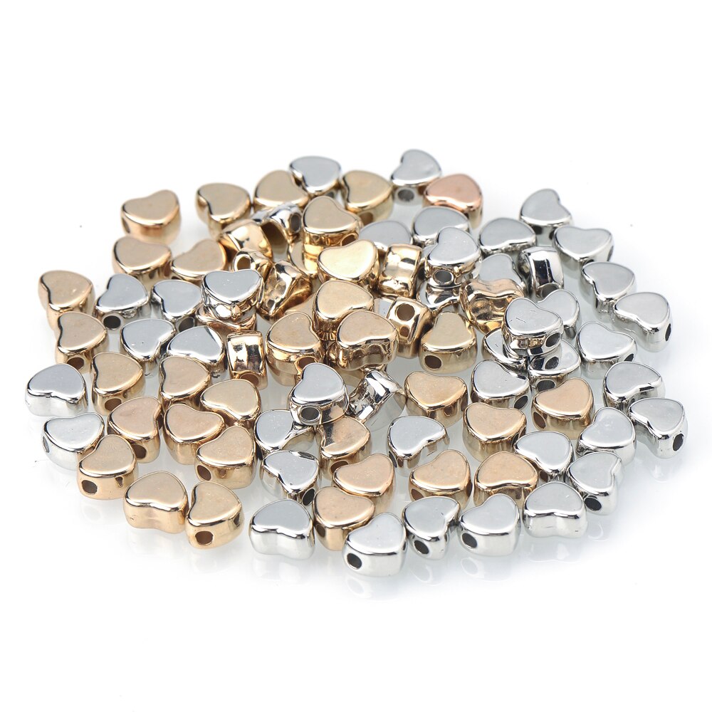IYOE 100 Uds CCB cuentas acrílicas de estrella cuentas espaciadoras de corazón para fabricación de joyería hecha a mano DIY collar pulsera Accesorios: Oro