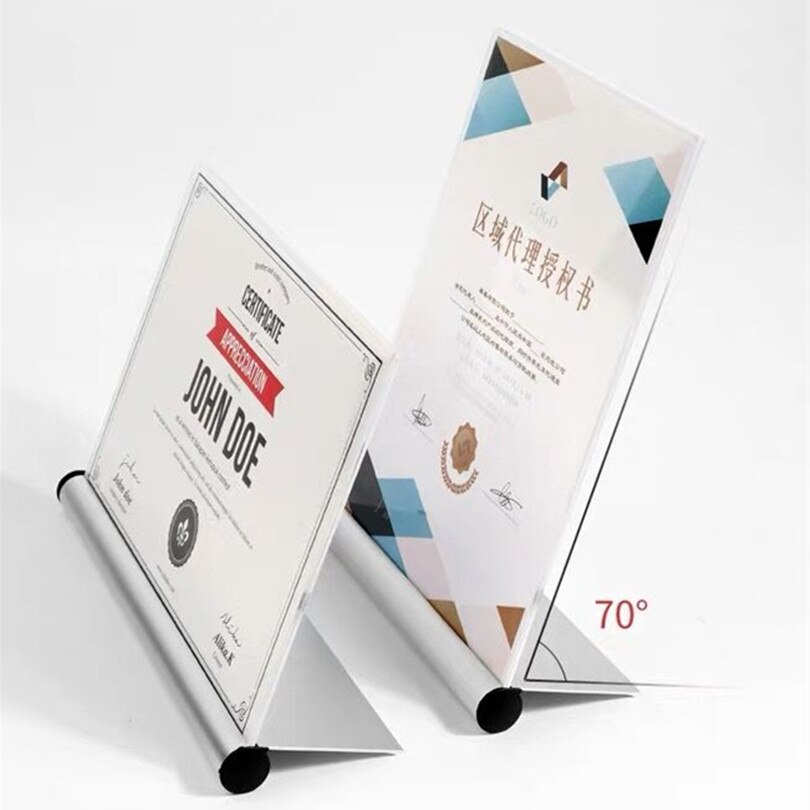 A6 Restaurant Table Tents and Sign Acrylic Menu HoldersClear sign holder with alumnum base Acrylic Picture Photo Frame