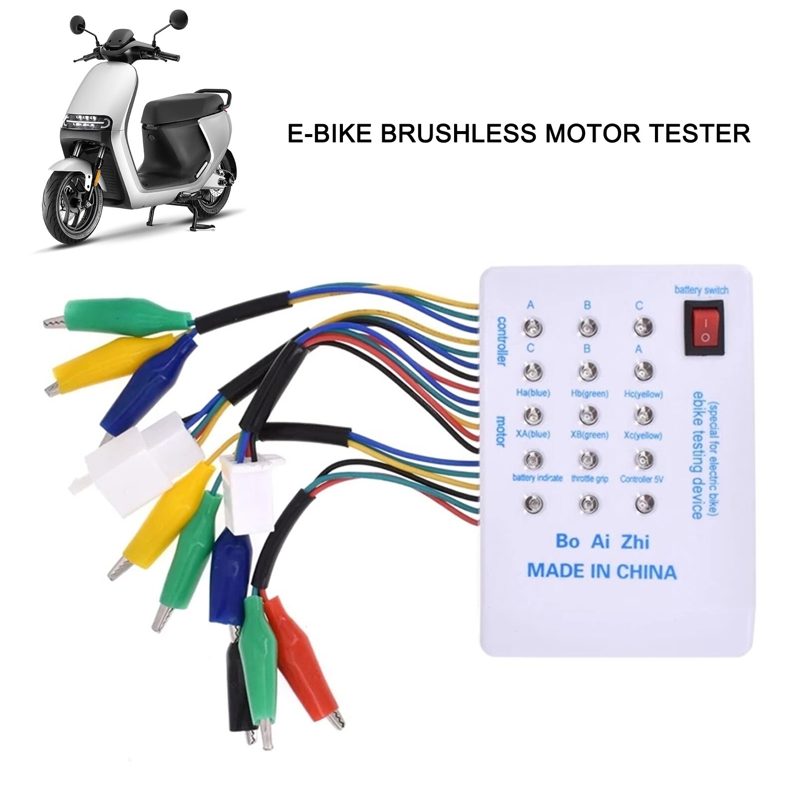 Borstelloze Motor Tester Electro Auto E-Bike Scooter Brushless Motor Controller Tester 24V/36V/48V/60V/72V