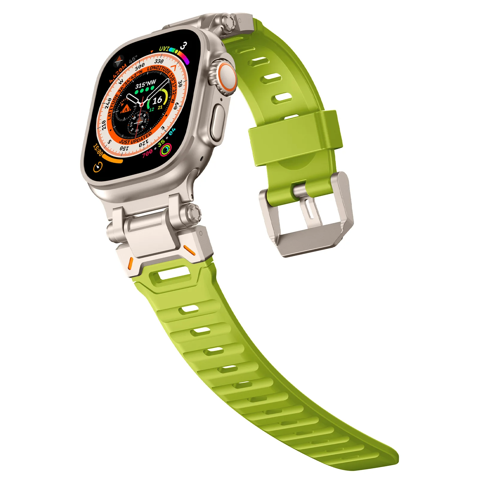 Pulseira de borracha para Apple Watch, Pulseira TPU de luxo, Ultra 2, 49mm, Série 9, 8, 7, SE, 6, 5, 4, cinta para iWatch Ultra 49, 45 milímetros, 42, 44 milímetros: Bege / 12mm