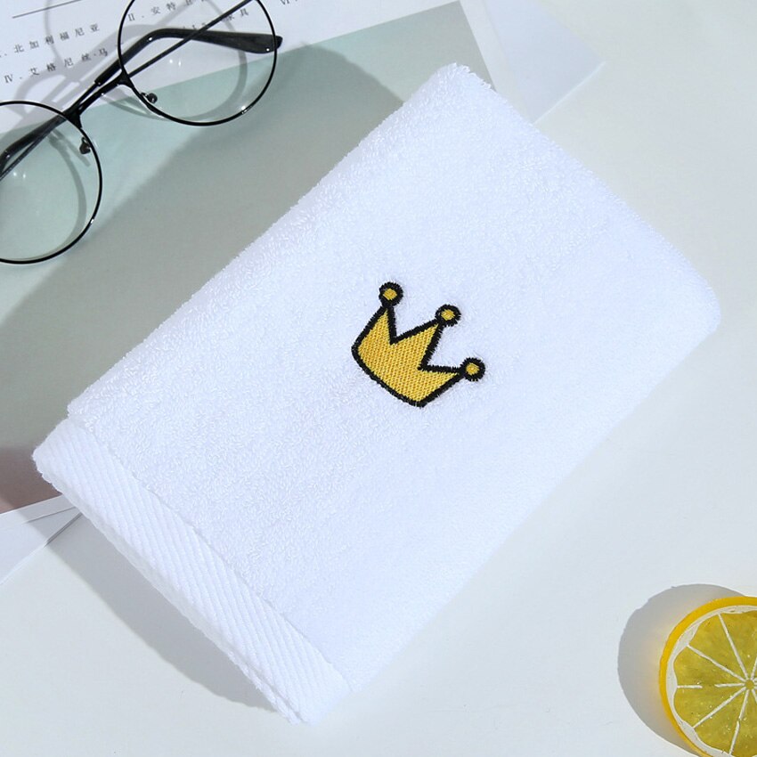 Nordique ensemble de serviettes visage petite serviette Cactus coeur brodé bain douche serviettes salle de bain blanc coton adultes enfants serviette de bain: Crown / 1pcs 70x140cm