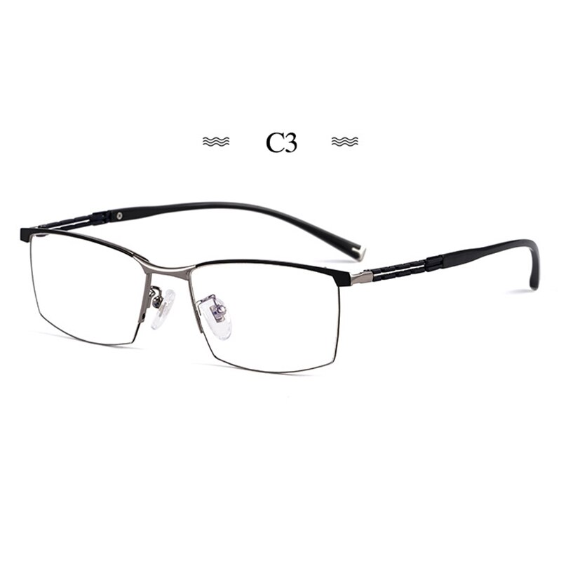 Montura de gafas de titanio puro para hombre, gafas graduadas de , a la , estilo de negocios, T8605T: C3