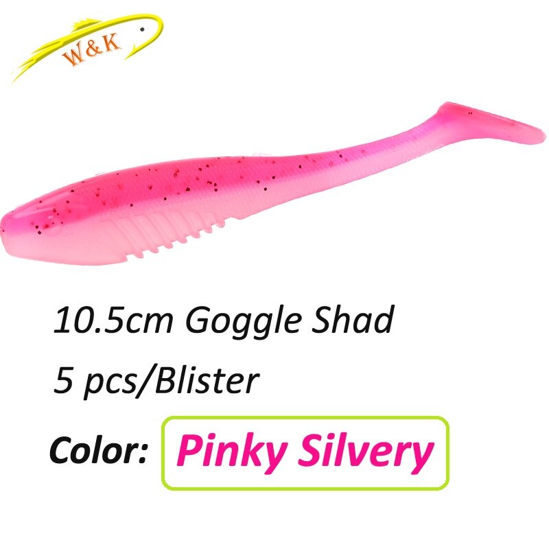 WK-leurre souple de type poisson nageur disponible en deux couleurs, appât artificiel idéal pour la pêche en eau douce, à l'alose, 4.1 pouces, 10.5cm, lot de 5 unités par lot: Pinky 4.1