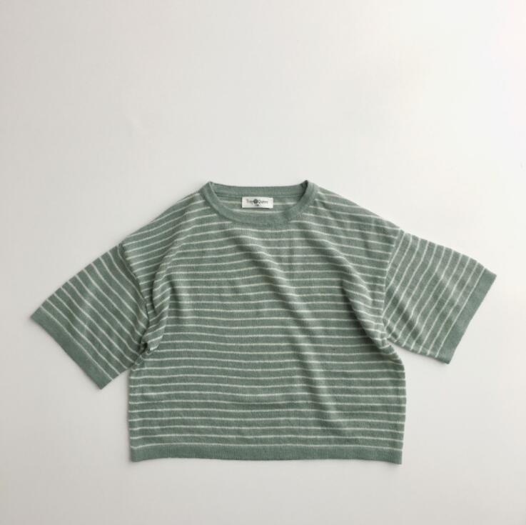 2021 nuovo arrivo ragazze ragazzi maglioni lavorati a maglia a righe estate moda bambini pantaloncini manica Pullover gilet