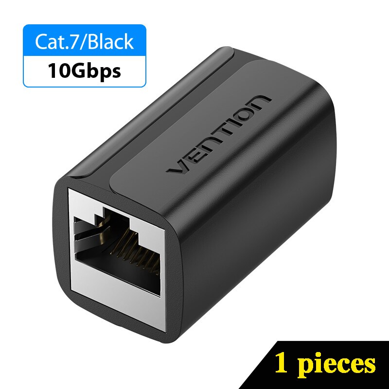 Vention Cat7 RJ45 Connector Cat7/6/5e Ethernet Female to Female 8P8C Patch Network Extender Extension Adapter for Ethernet Cable: Black IPWB0 1pcs