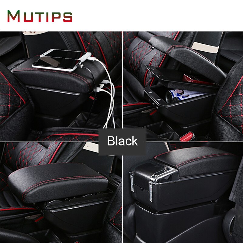 Accoudoir multifonction pour peugeot 206 et 206+ 207, accessoires, accoudoir en cuir, boîte de rangement double couche, décoration intérieure