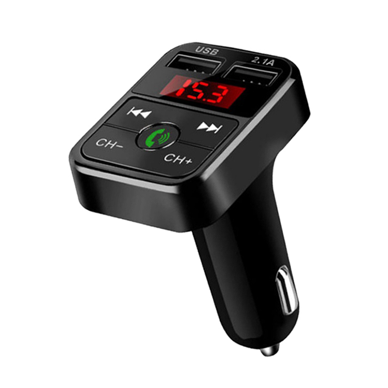 Handsfree Wireless Bluetooth Car Kit FM Transmitter TF Card LCD MP3 Player Dual USB 2.1A Car Charger Phone Charger Z2: Black