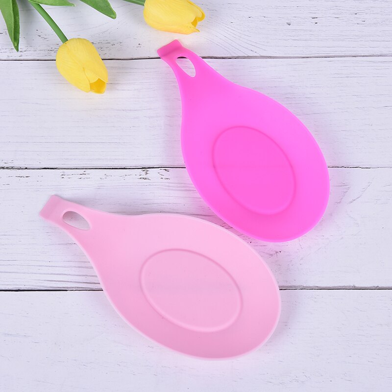 1pc dækkeservietter drikke glas coaster bakke ske pad spise måtte grydelapper silikone isolering ske hvile varmebestandig