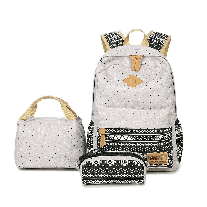 Diomo børnetaske piger skoletasksæt teenagerygsæk skoletasker rygsæk bogtaske 3 stk / sæt: Grå