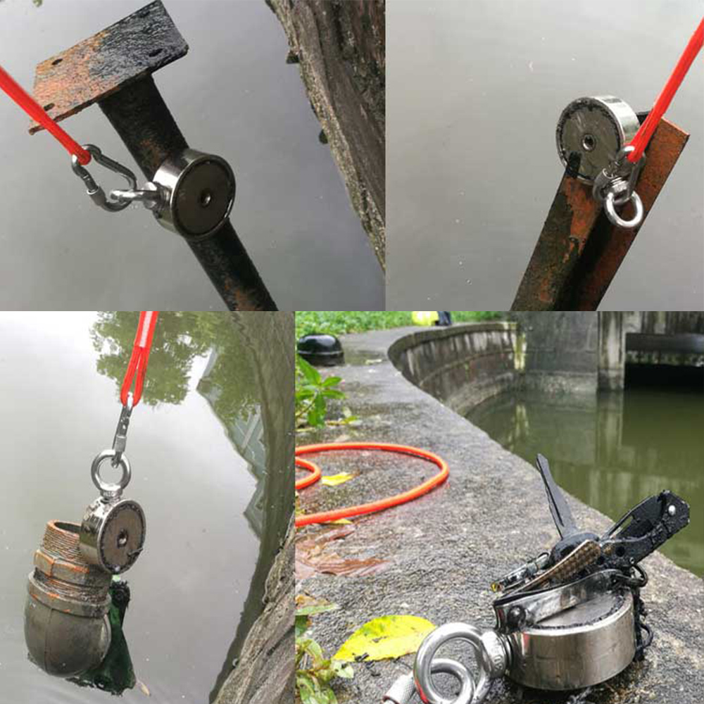 160 kg * 2 starker Neodym-Magnet, doppelseitige Suche, magnetischer Super-Power-Bergungs-Angelmagnet mit Suchseil